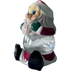 Vintage Treasure Craft Fish Bowl Santa With Glass Belly Cookie Jar